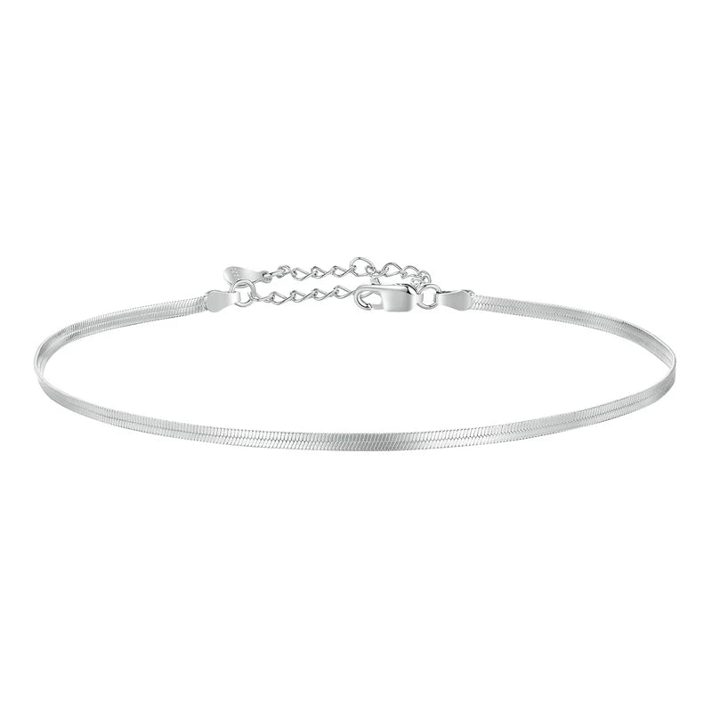 925 Sterling Silver Snake Chain Anklet Adjustable Turtle