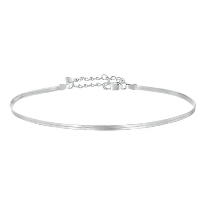 925 Sterling Silver Snake Chain Anklet Adjustable Turtle