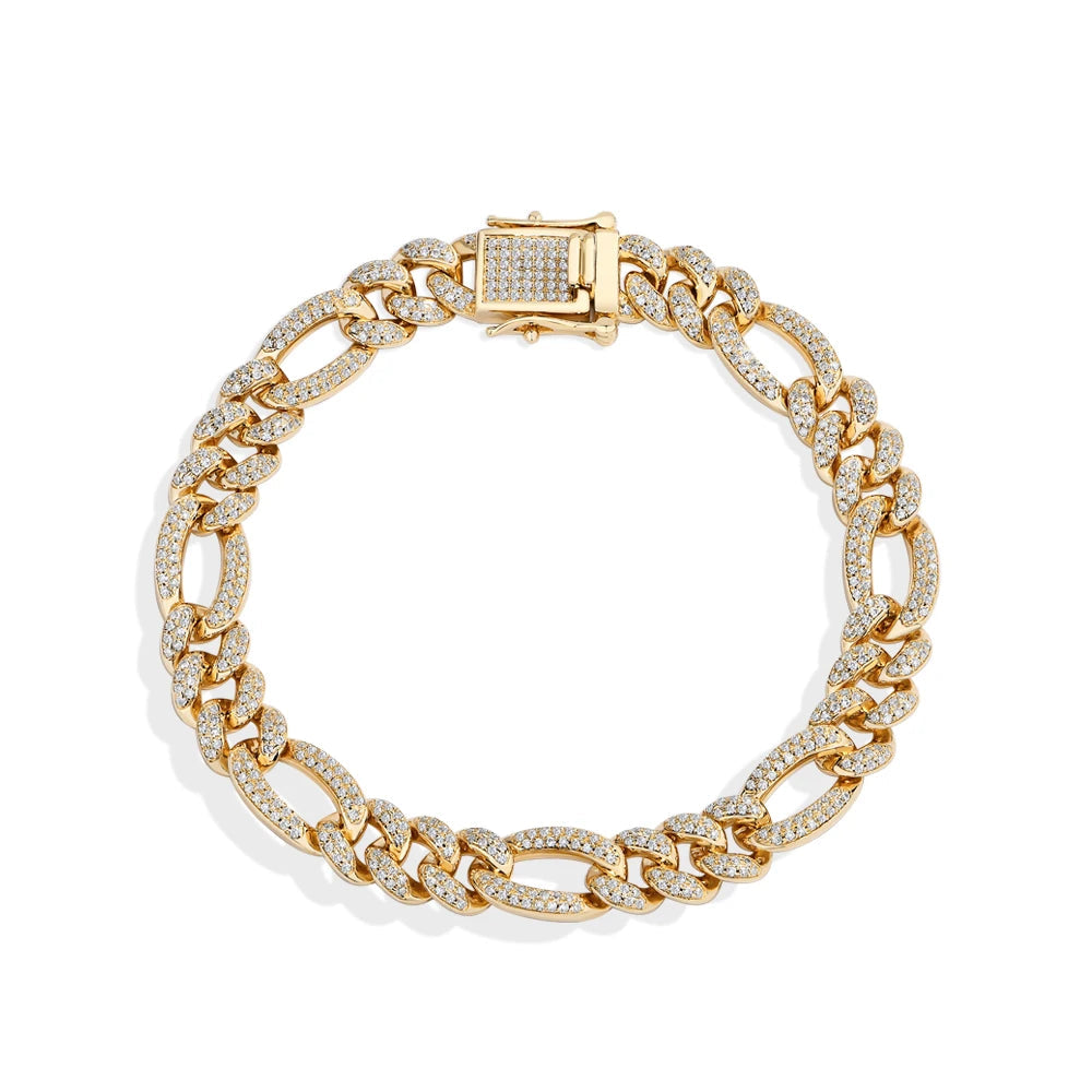 Gold chain bracelet with diamond accents on a white background, branded 'MirrorQuenn'.