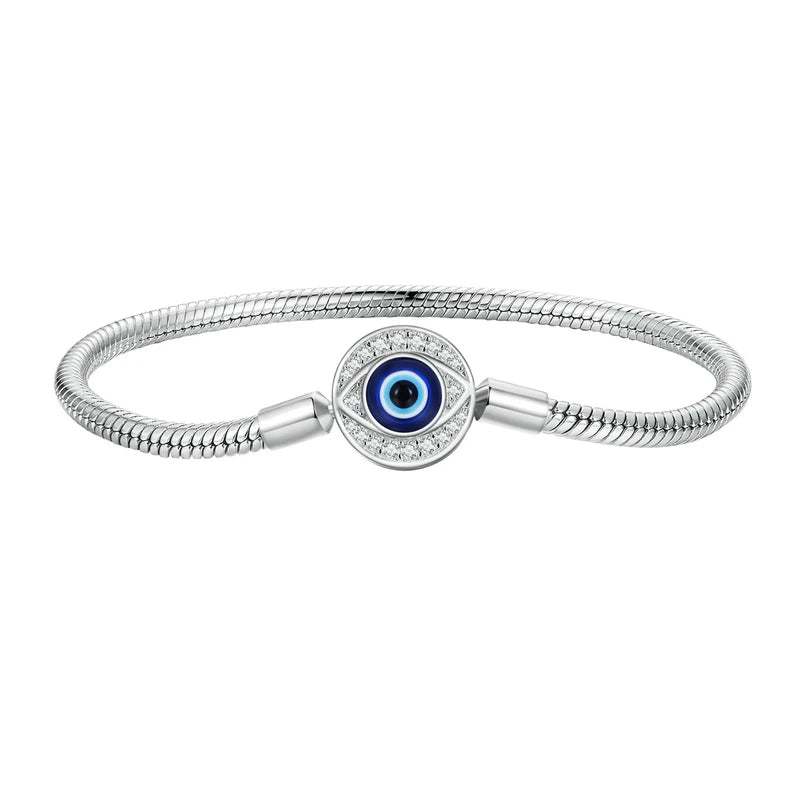 Bamoer 925 Sterling Silver Zircon Rose Buckle Bracelet Snake Chain for Women Bead Charm DIY Chic Jewelry Gift BSB096 Mirror Quenn