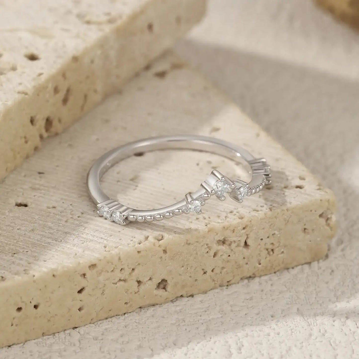 D Color Moissanite Sterling Silver Ring Mirror Quenn