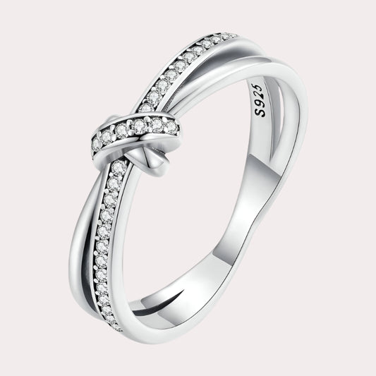 BAMOER 925 Sterling Silver Double Layer Knot Finger Ring Stackable Rings for Women Original Design Fine Jewelry SCR896 2 Colors Mirror Quenn