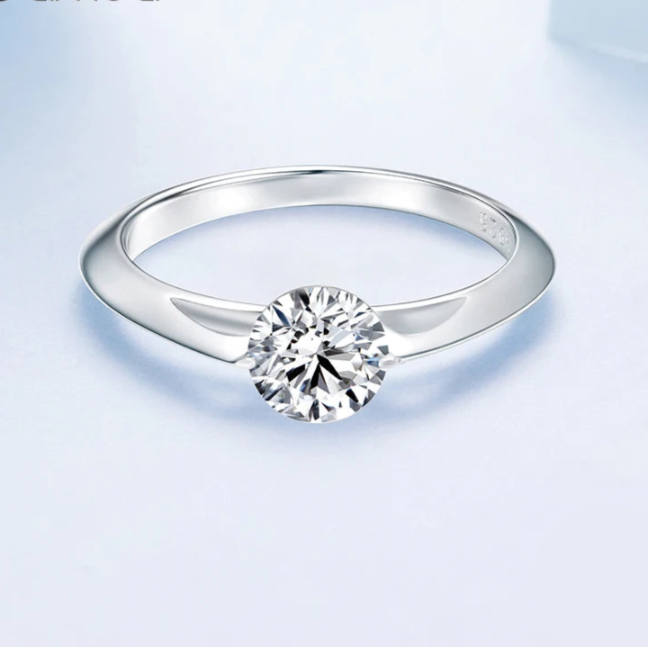 925 Sterling Silver Rotatable Statement Ring Stress Relief Spinner Band Ring for Women Girlfriend Engagement Special Gift Mirror Quenn