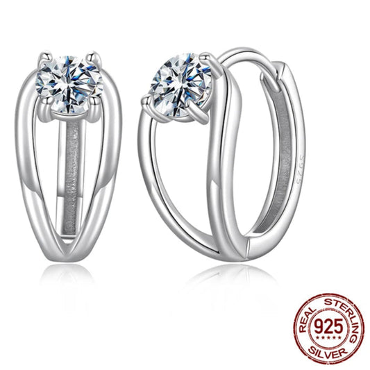 0.3CT Moissanite Hoop Earrings Silver Gold