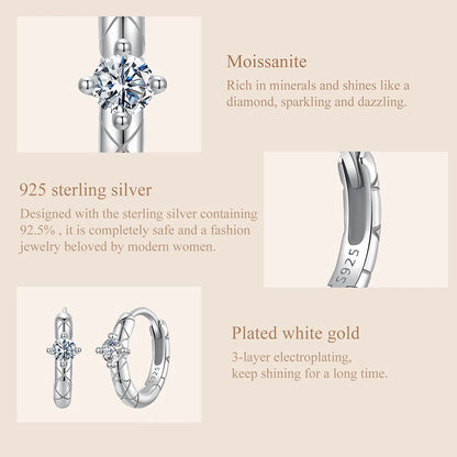 Gold Moissanite Pattern Hoop Earrings Silver