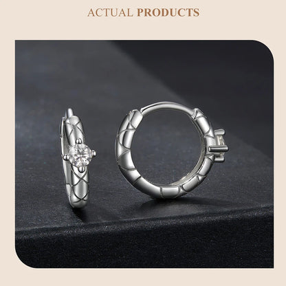Gold Moissanite Pattern Hoop Earrings Silver