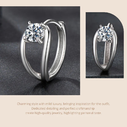 0.3CT Moissanite Hoop Earrings Silver Gold