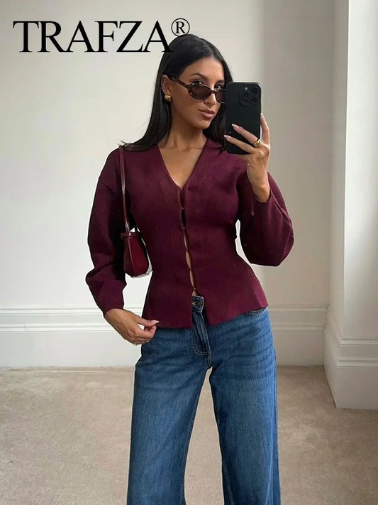 Burgundy Knit Cardigan