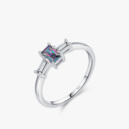 MODIAN 925 Sterling Silver Colorful Rectangle Zircon Classic Wedding Ring For Women Engagement Fine Jewelry Mirror Quenn