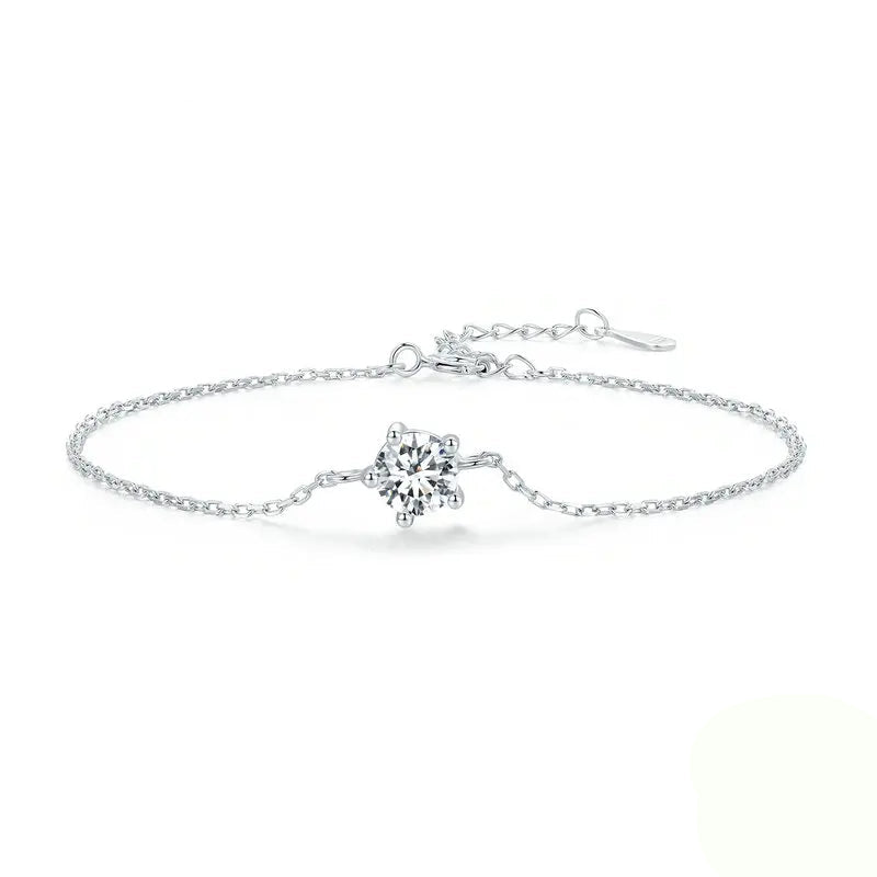 Bamoer 1CT Moissanite Bracelet Trendy 925 Sterling Silver Chain Charms For Women 2023 Classic Jewelry Mirror Quenn