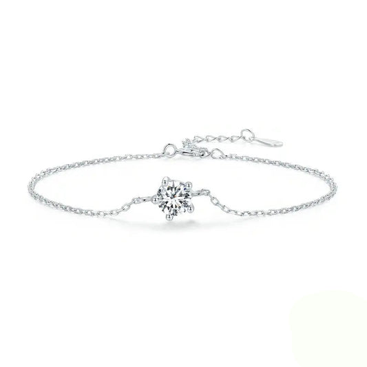 Bamoer 1CT Moissanite Bracelet Trendy 925 Sterling Silver Chain Charms For Women 2023 Classic Jewelry Mirror Quenn