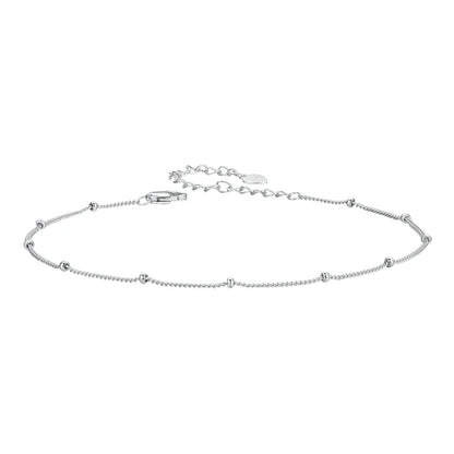 925 Sterling Silver Snake Chain Anklet Adjustable Turtle