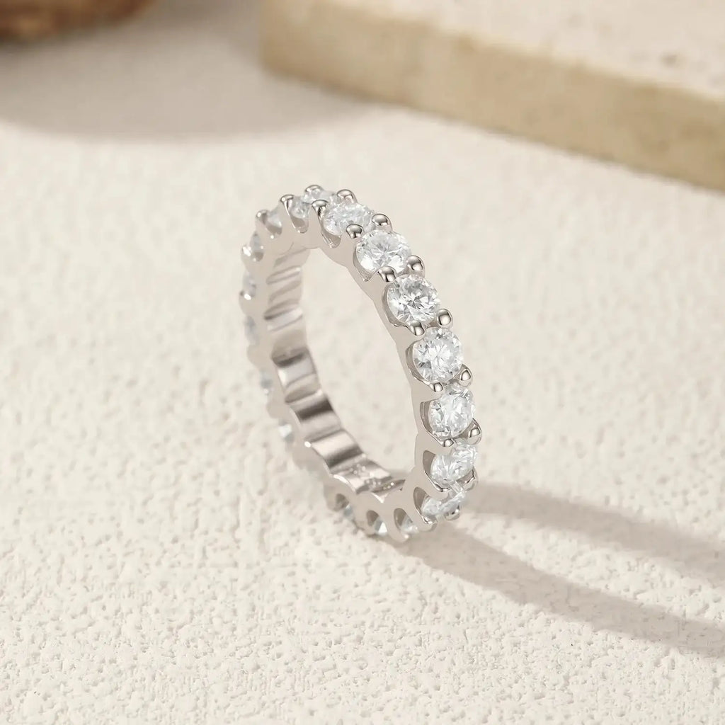 D Color Moissanite Eternity Band Ring Mirror Quenn