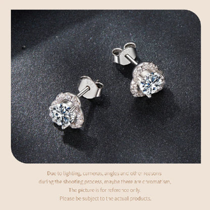 0.5CT Moissanite Clover Earrings 925 Sterling Silver Lab Diamond