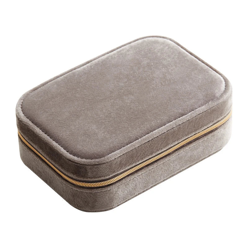 Double-Layer Large-Capacity Jewelry Box Velvet Ring Earrings Bracelet Pendant Storage Box Travel Portable Jewelry Case Organizer Mirror Quenn