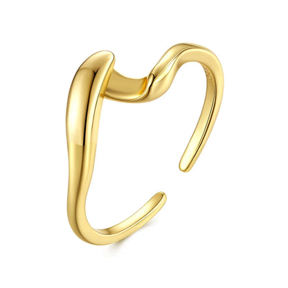 Gold Plated Wavy Stackable Ring Sterling Silver
