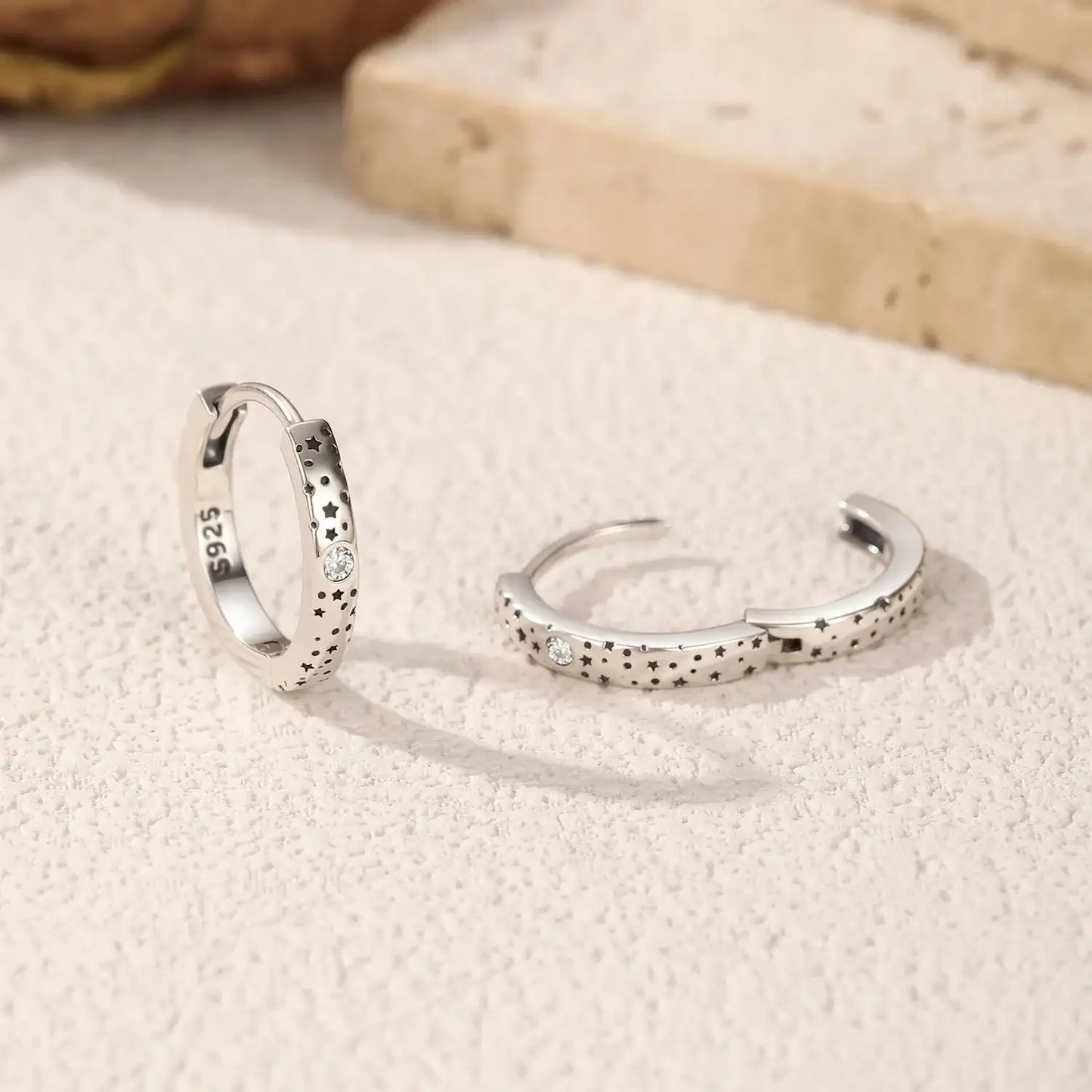 D Color Moissanite Star Hoop Earrings Mirror Quenn