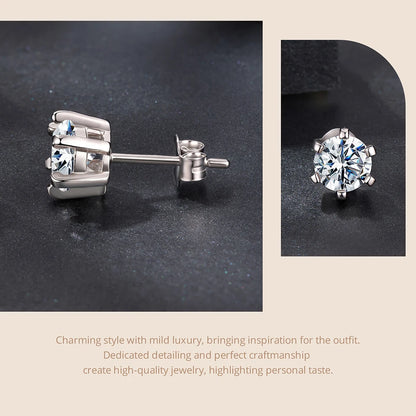 Moissanite Stud Earrings 925 Sterling Silver Lab Diamond