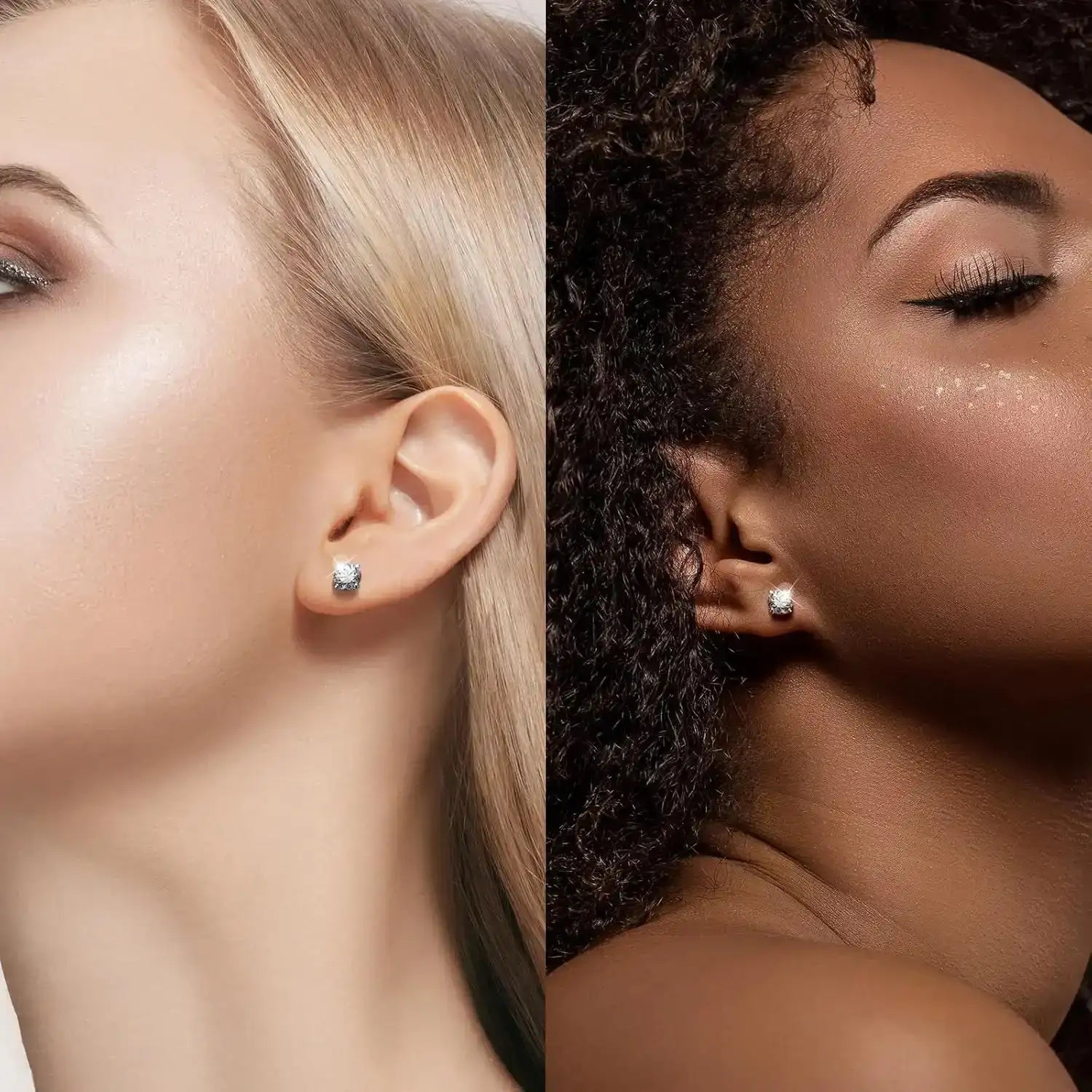 Bamoer 925 Sterling Silver Simple Moissanite Stud Earrings Round Cut VVS1 Lab Diamond for Men Women Classic Party Certified Gift Mirror Quenn