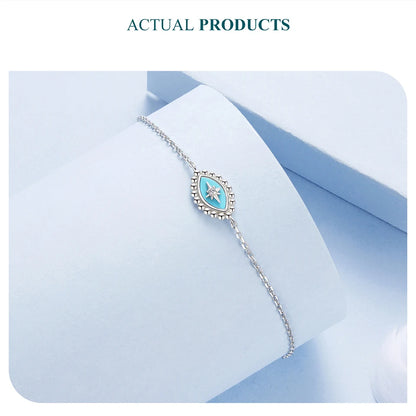 Sterling Silver Evil Eye Bracelet Adjustable Chain