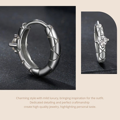 Gold Moissanite Pattern Hoop Earrings Silver