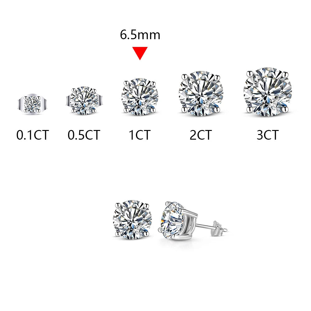 ATTAGEMS 2 Carat 8.0mm D Color Moissanite Stud Earrings For Women Top Quality 100% 925 Sterling Silver Sparkling Wedding Jewelry Mirror Quenn