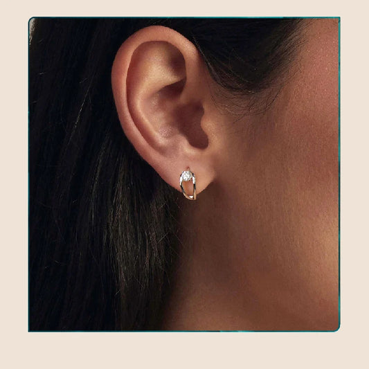 0.3CT Moissanite Hoop Earrings Silver Gold