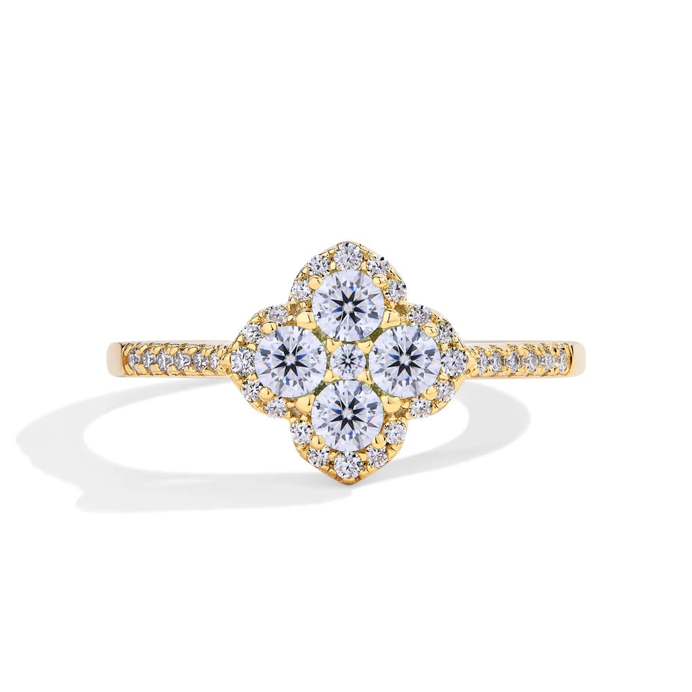 Classic Moissanite Engagement Ring in sterling silver with round-cut D color VVS1 stone