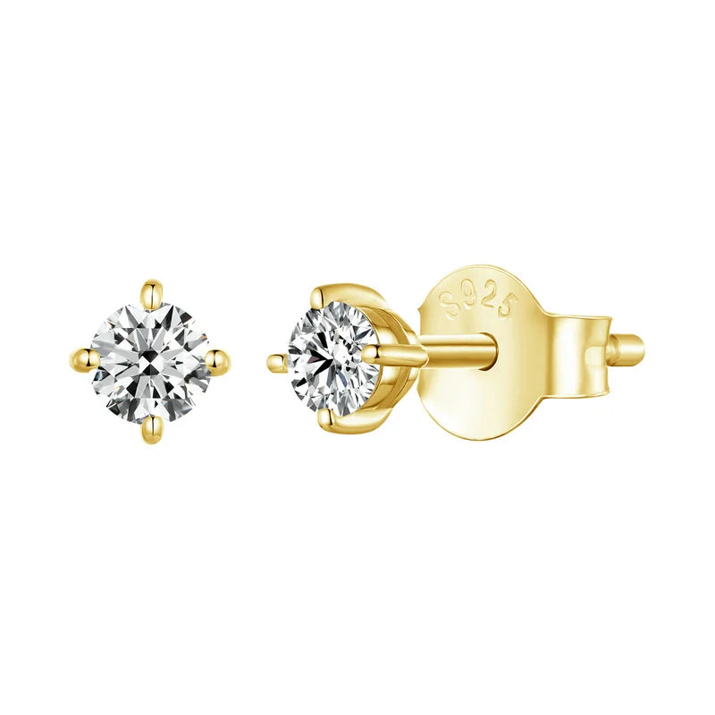   MirrorQuenn  0.1CT Moissanite Stud Earrings in Sterling Silver Rose Gold- 0.1CT X2-Gold- 0.1CT X2-Silver- 1.0CT X2-Silver- 0.1CT X2-Silver- 0.5CT X2 