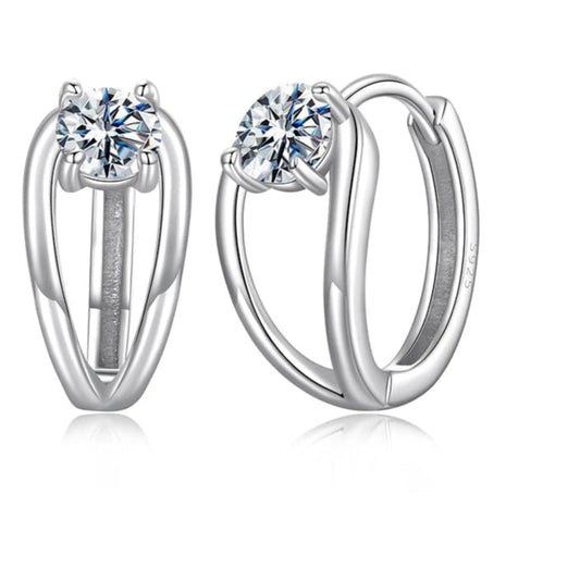 mirrorquenn 0.3CT Moissanite Hoop Earrings Silver Gold in shop online women's fashion