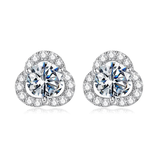 mirrorquenn 0.5CT Moissanite Clover Earrings 925 Sterling Silver Lab Diamond in shop online women's fashion