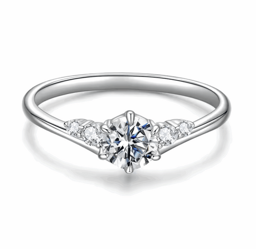   MirrorQuenn  0.6CT Moissanite 5-Stone Band Ring in Silver MSR071 / 7-MSR071 / 8-MSR071 / 6 