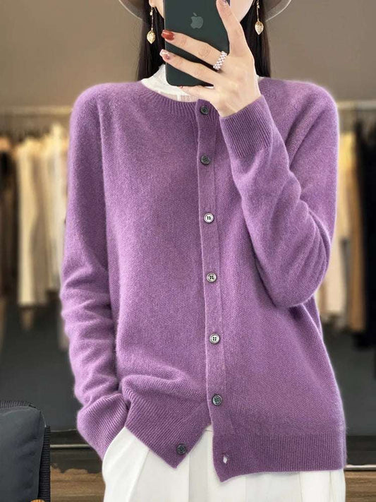 mirrorquenn 100% Merino Wool Seamless Cashmere Cardigan in shop online women's fashion