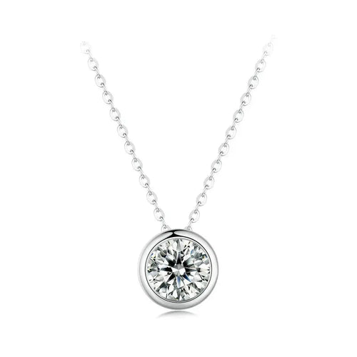   MirrorQuenn  1CT Moissanite Bezel Pendant Necklace in Silver 1.0CT-0.5CT-1.5CT (0.3 CT x 5) 