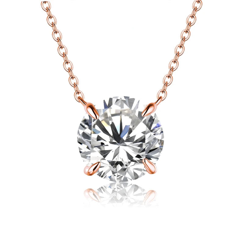   MirrorQuenn  1CT Moissanite Diamond Pendant Necklace in 925 Silver Rose Gold / With Certificate / 2.0CT 8.0mm-Rose Gold / With Certificate / 1.5CT 7.5mm-Rose Gold / With Certificate / 1.0CT 6.5mm-Rose Gold / No Certificate / 0.5CT 5.0mm-Yellow Gold / With Certificate / 2.0CT 8.0mm 