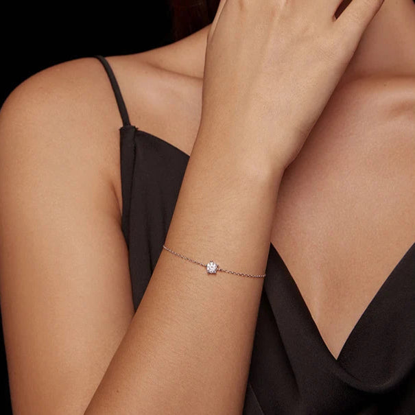   MirrorQuenn  1CT Moissanite Sterling Silver Bracelet 1.0 CT-0.6 CT 
