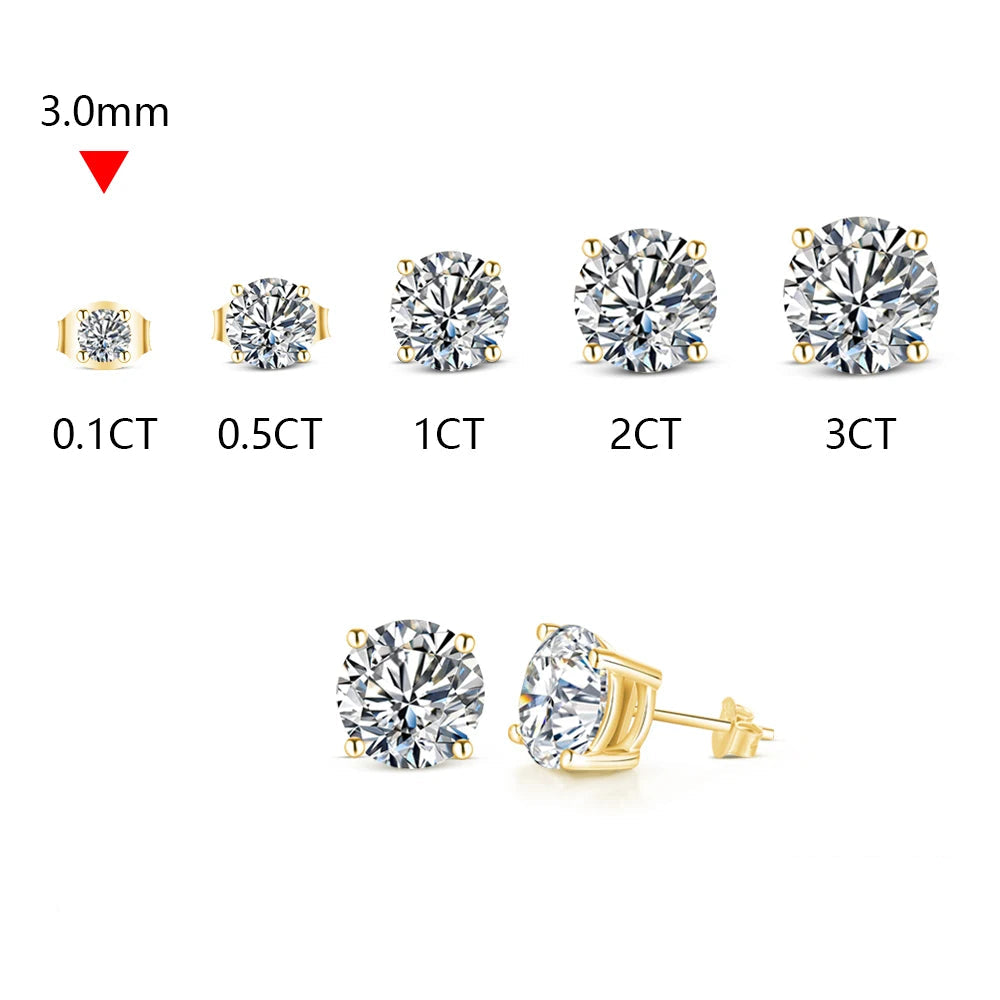  MirrorQuenn earrings 2 Carat Moissanite Stud Earrings 1.0CT 6.5mm / S925 Sterling Silver-1.0CT 6.5mm / Solid 18K Gold-1.0CT 6.5mm / Solid 14K Gold-1.0CT 6.5mm / Solid 10K Gold-2.0CT 8.0mm / S925 Sterling Silver 