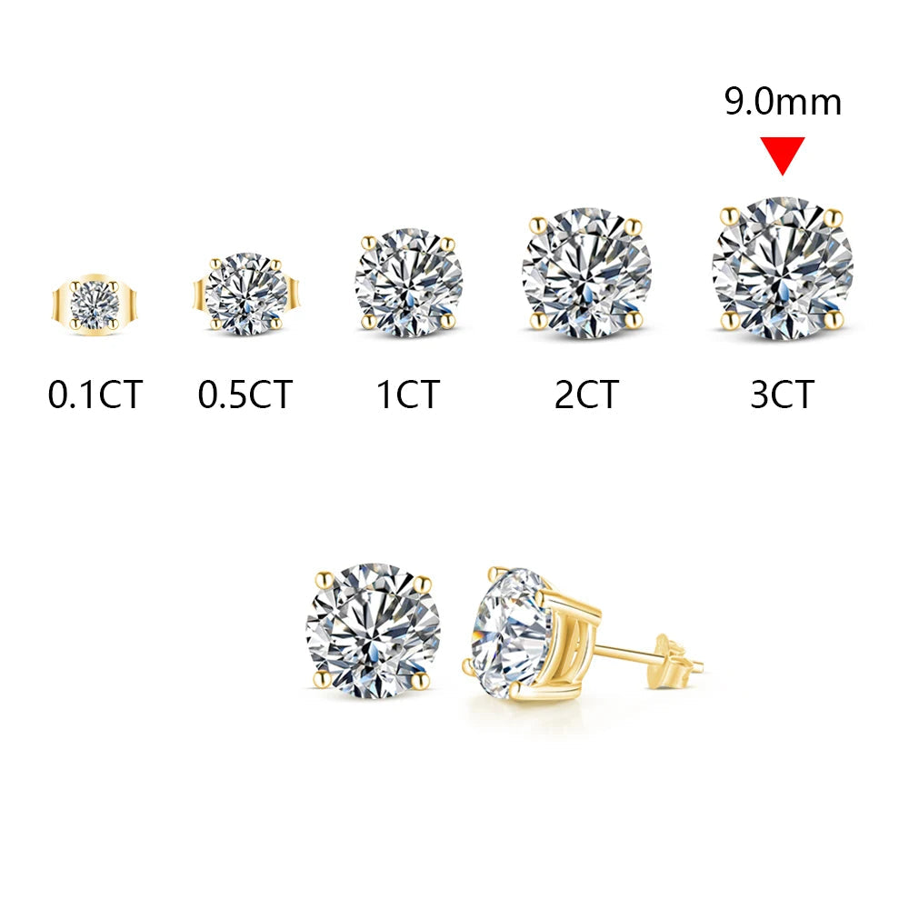   MirrorQuenn earrings 2 Carat Moissanite Stud Earrings 1.0CT 6.5mm / S925 Sterling Silver-1.0CT 6.5mm / Solid 18K Gold-1.0CT 6.5mm / Solid 14K Gold-1.0CT 6.5mm / Solid 10K Gold-2.0CT 8.0mm / S925 Sterling Silver 