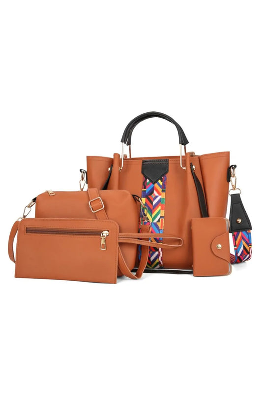 mirrorquenn 4-Piece Geometric Strap Bag Set in shop online women's fashion