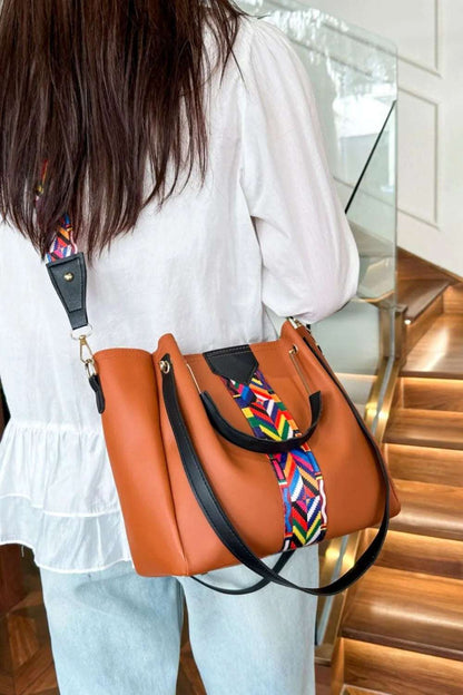 mirrorquenn 4-Piece Geometric Strap Bag Set in shop online women's fashion