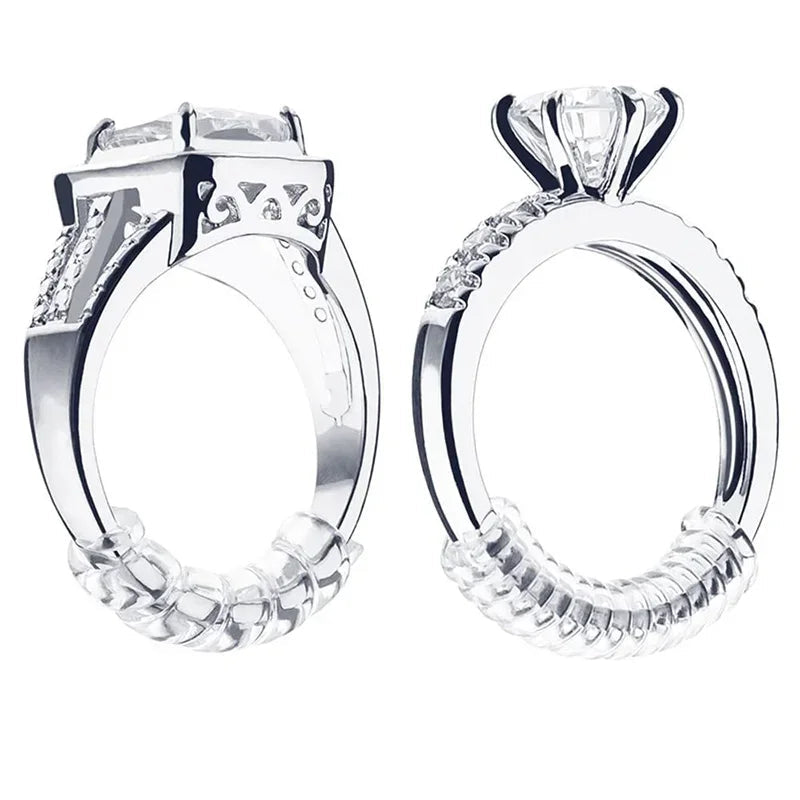   MirrorQuenn  4-Piece Spiral Ring Size Adjuster for Loose Rings (Transparent) Flat 5mm-Round 5mm-Flat 3mm-Round 3mm-Mixed 