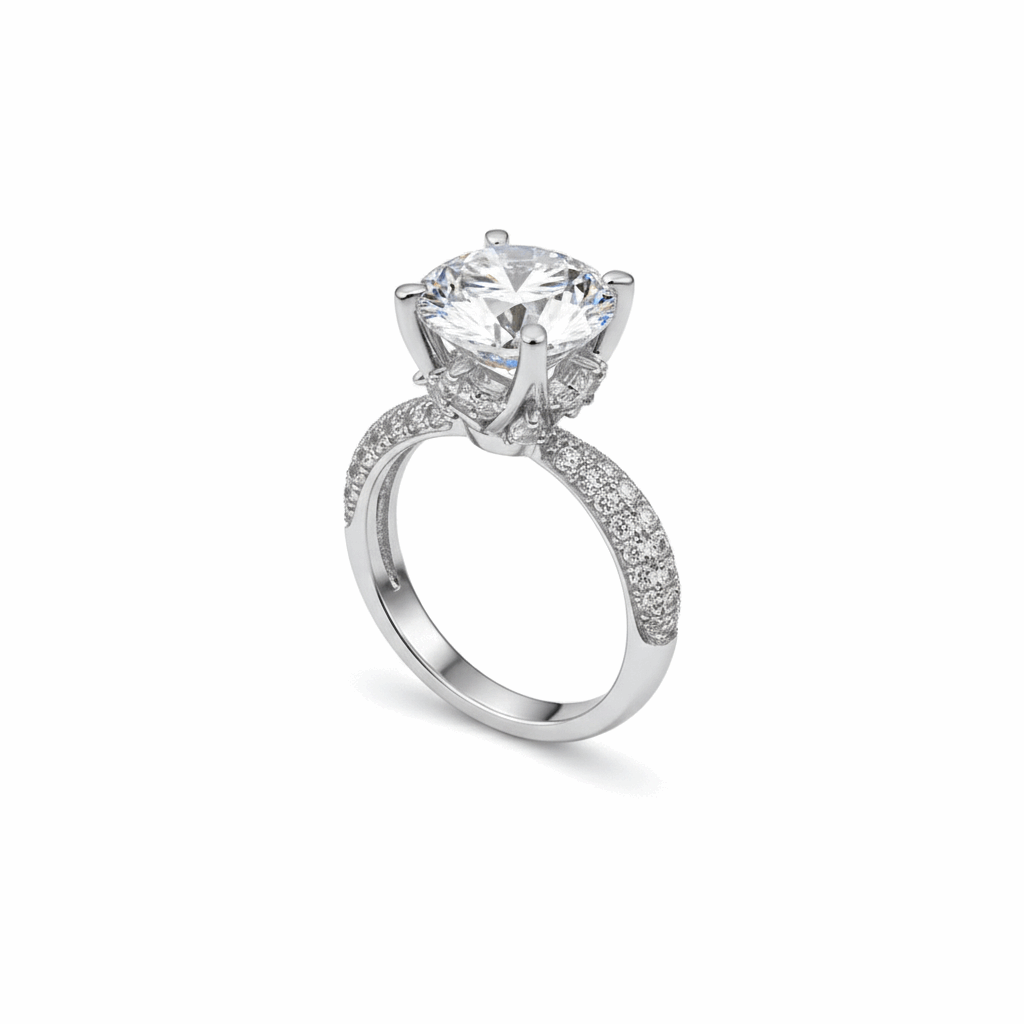   MirrorQuenn  5CT Moissanite Engagement Ring in 18K White Gold & Silver Moissaite / 4.5-Moissaite / 5-Moissaite / 5.5-Moissaite / 6-Moissaite / 6.5 