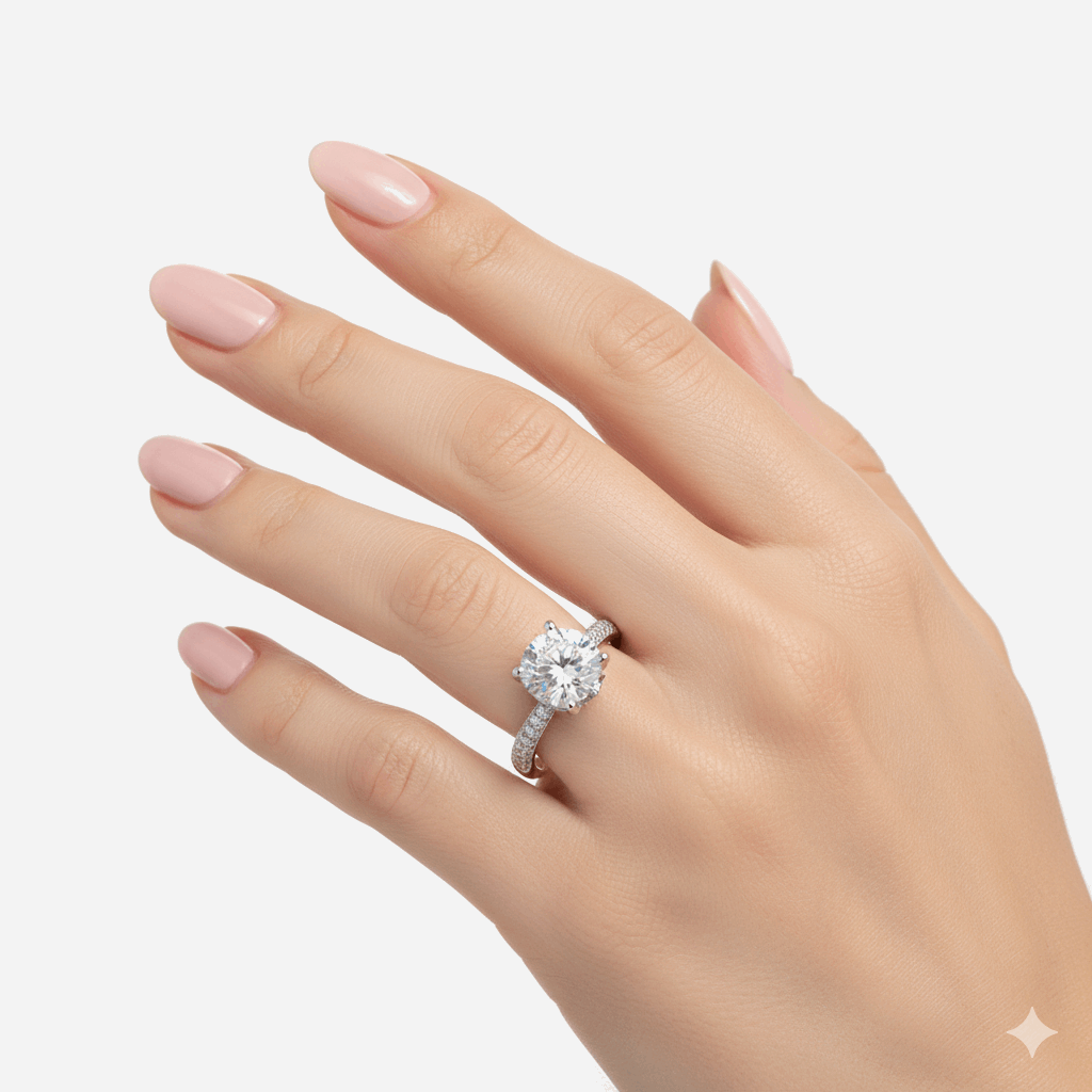   MirrorQuenn  5CT Moissanite Engagement Ring in 18K White Gold & Silver Moissaite / 4.5-Moissaite / 5-Moissaite / 5.5-Moissaite / 6-Moissaite / 6.5 