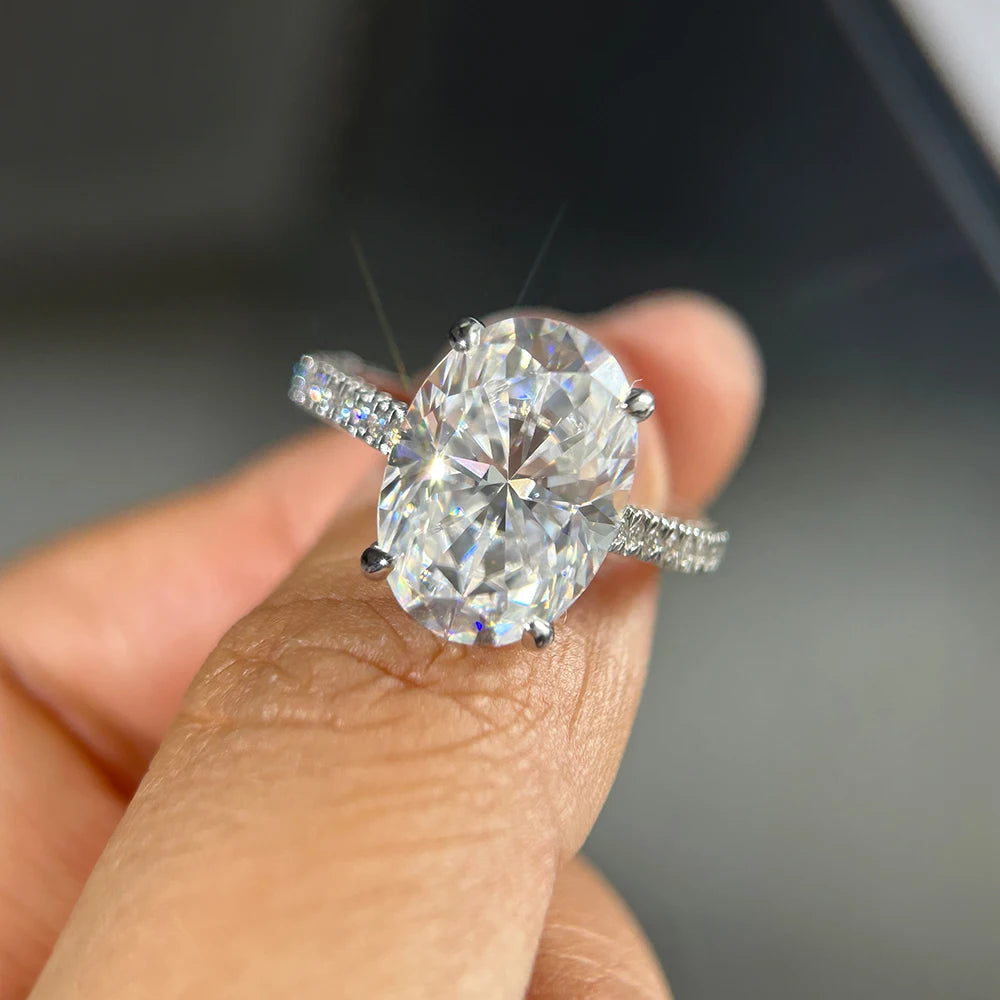   MirrorQuenn  8CT Oval Cut Moissanite Engagement Ring in 925 Silver Full Zircon / 4.5-Full Zircon / 5-Full Zircon / 5.5-Full Zircon / 6-Full Zircon / 6.5 