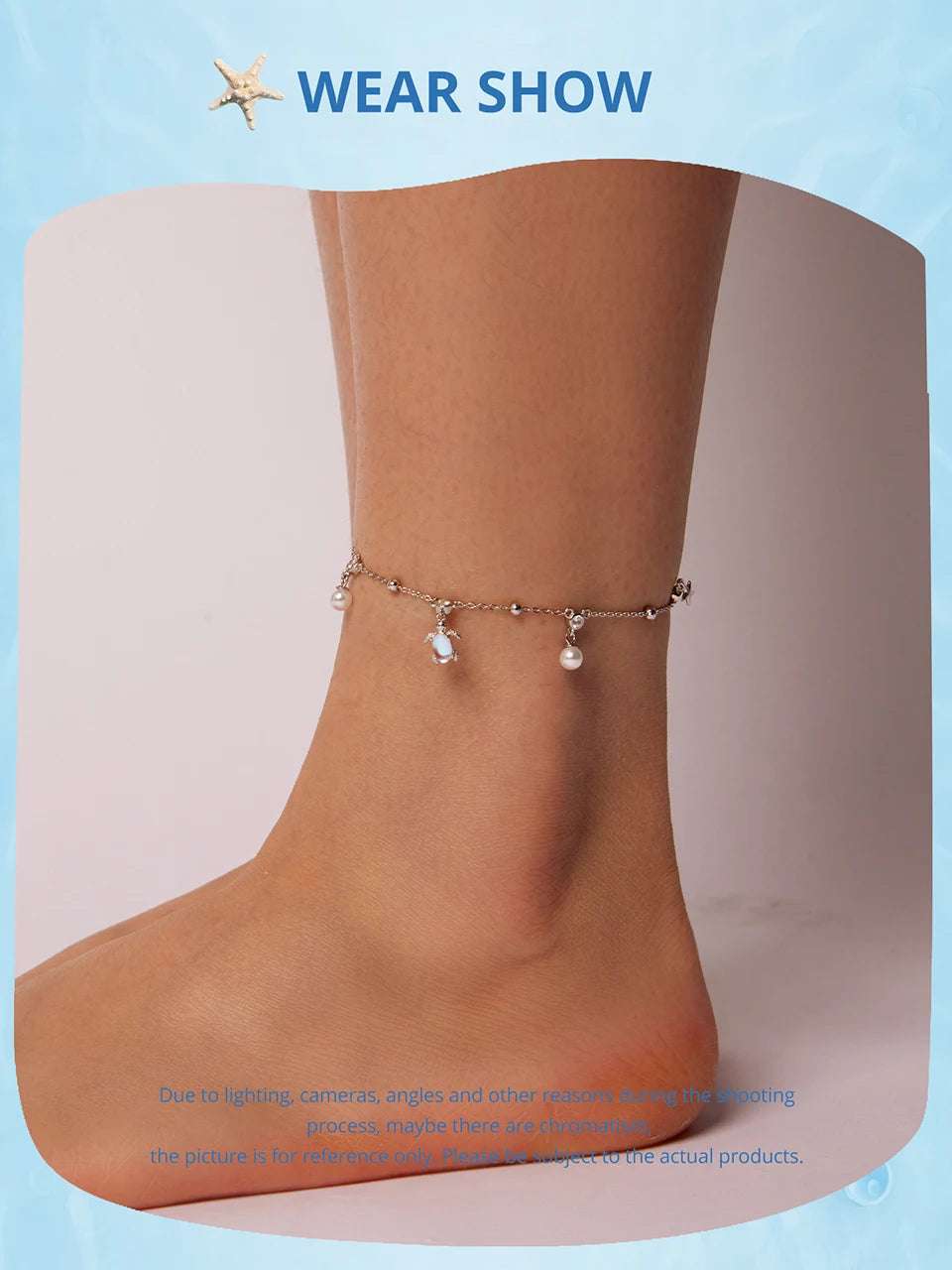 mirrorquenn 925 Sterling Silver Snake Chain Anklet Adjustable Turtle in shop online women's fashion