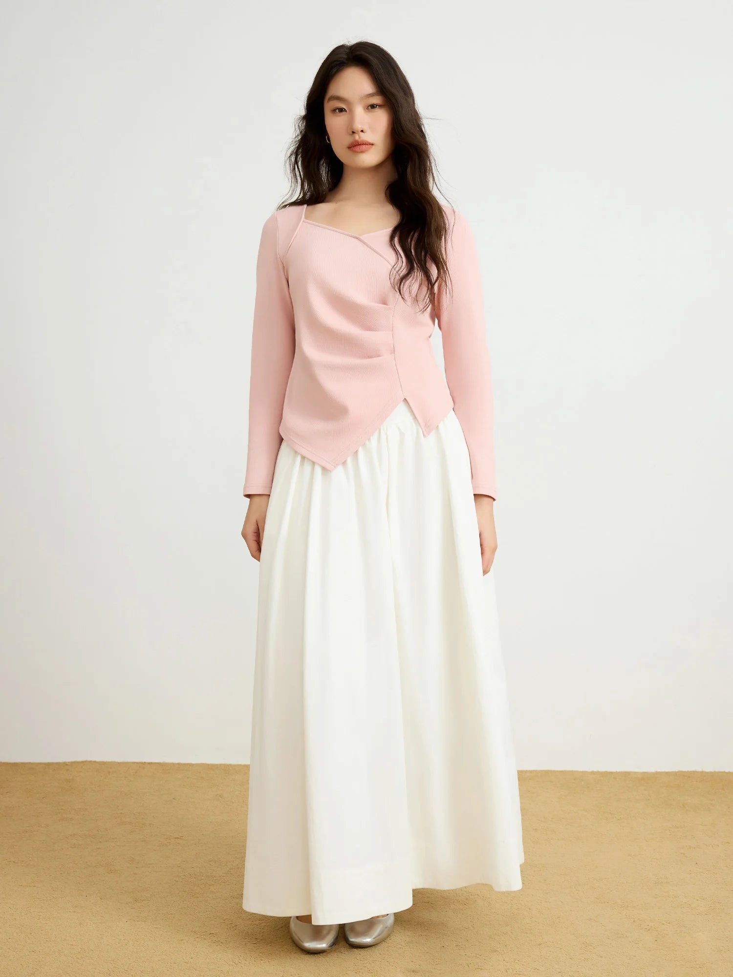mirrorquenn Asymmetrical Knit Slim Top in shop online women's fashion