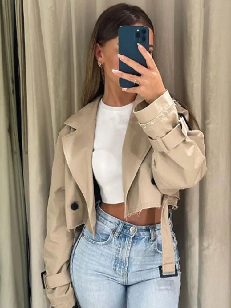 mirrorquenn Belted Crop Trench in shop online women's fashion