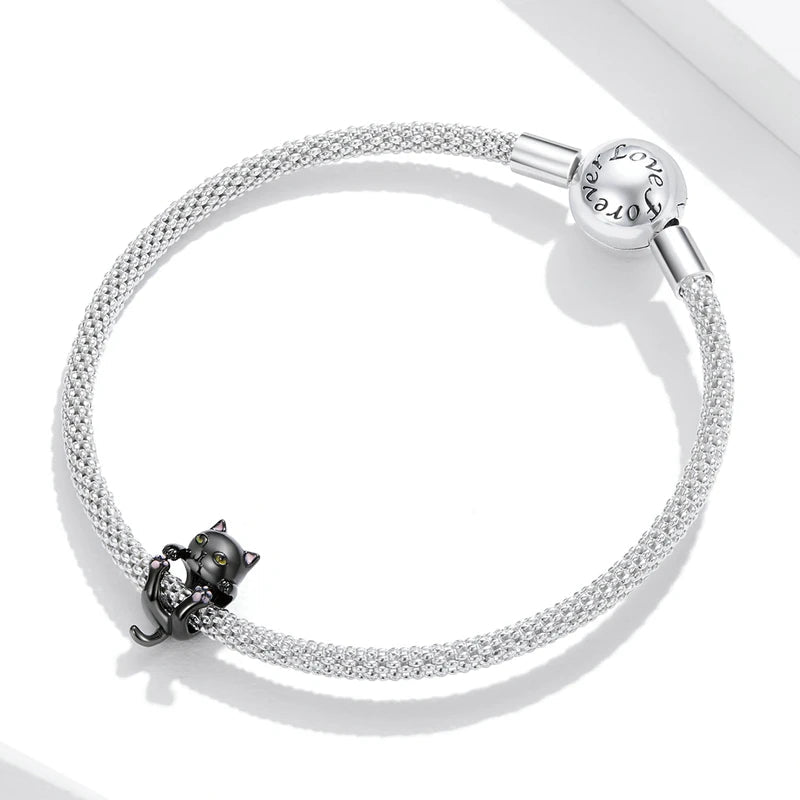   MirrorQuenn  Black Cat Charm Bead cartoon cat-safety chain-cat-panda-black cat 