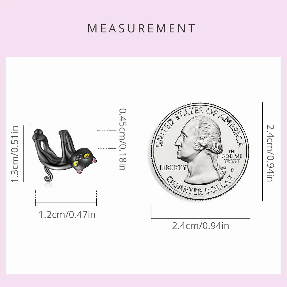   MirrorQuenn  Black Cat Charm Bead cartoon cat-safety chain-cat-panda-black cat 