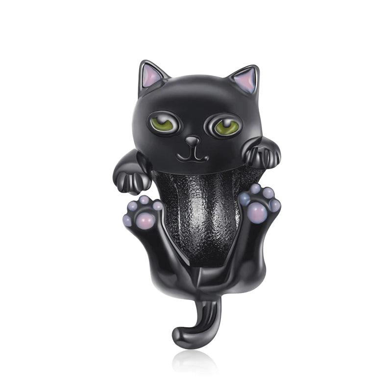   MirrorQuenn  Black Cat Charm Bead cartoon cat-safety chain-cat-panda-black cat 